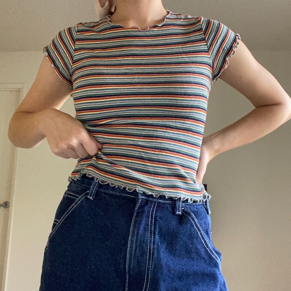 Brandy Melville Lettuce Edge Rainbow Tee